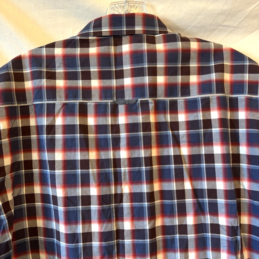 7 Diamonds The Ride Short Sleeve Button Down Mens Shirt Red Blue‎ Gray Plaid XL - Picture 10 of 15